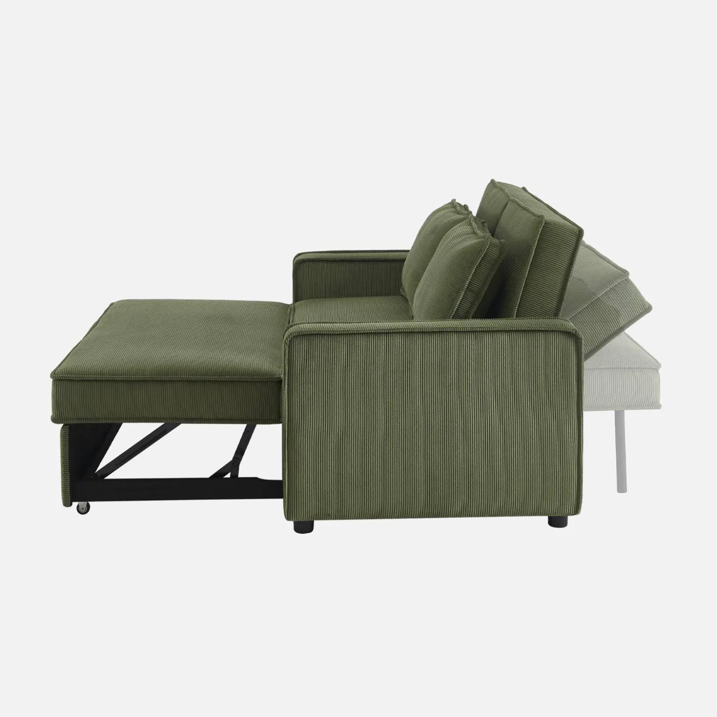 Sofá-cama em veludo canelado, 2 lugares