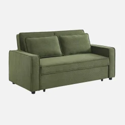 Sofá-cama em veludo canelado, 2 lugares