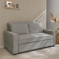Sofá-cama em veludo canelado, 2 lugares