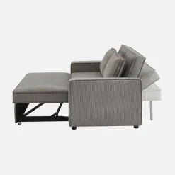 Sofá-cama em veludo canelado, 2 lugares