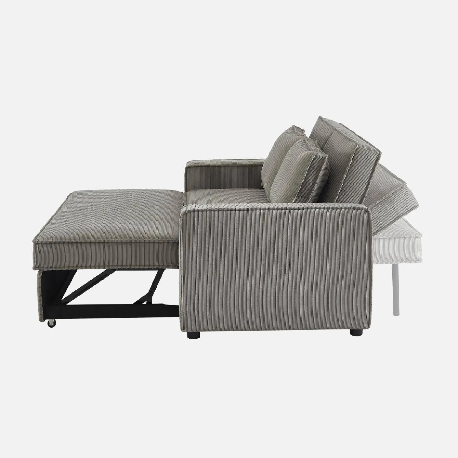 Sofá-cama em veludo canelado, 2 lugares