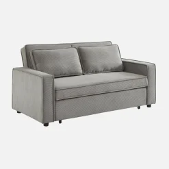 Sofá-cama em veludo canelado, 2 lugares