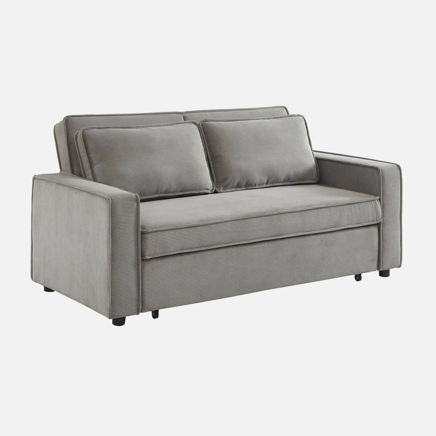 Sofá-cama em veludo canelado, 2 lugares