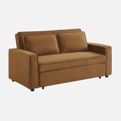 Sofá-cama em veludo canelado, 2 lugares