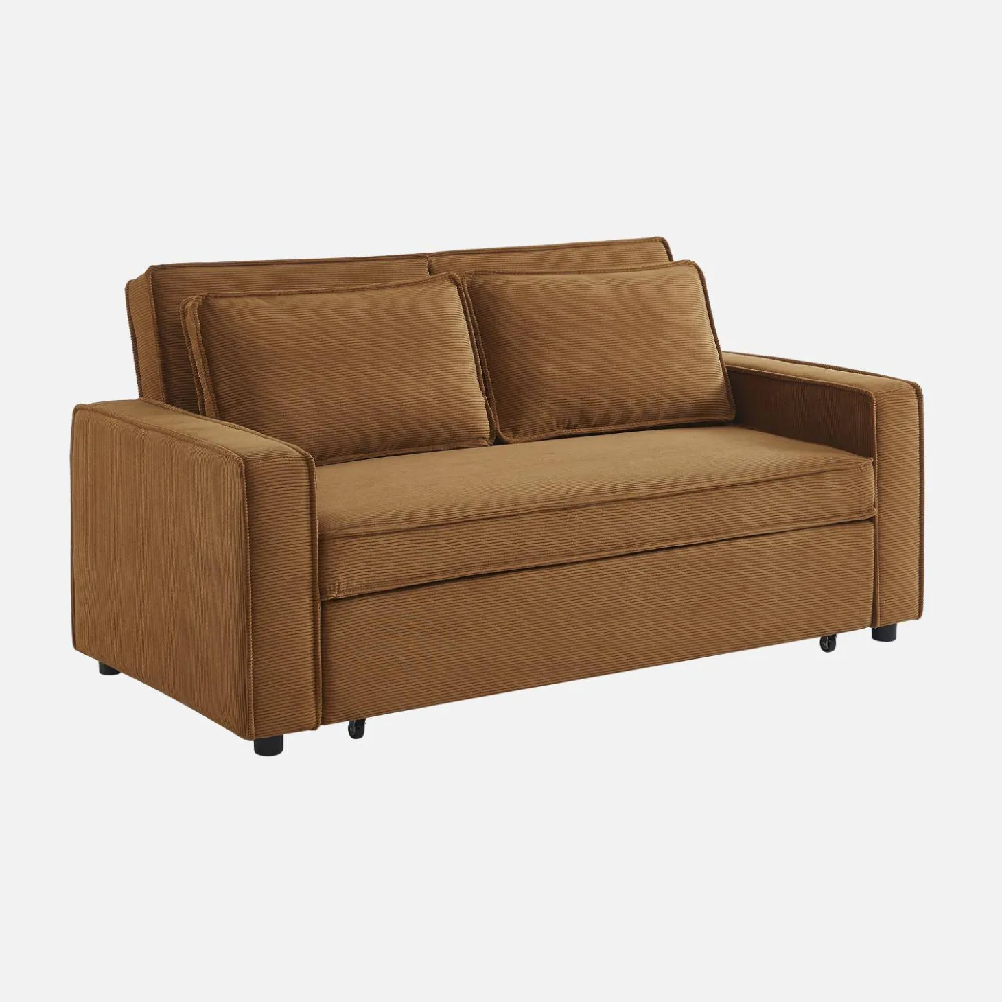 Sofá-cama em veludo canelado, 2 lugares