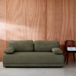 Sofá-cama em veludo canelado, 3 lugares