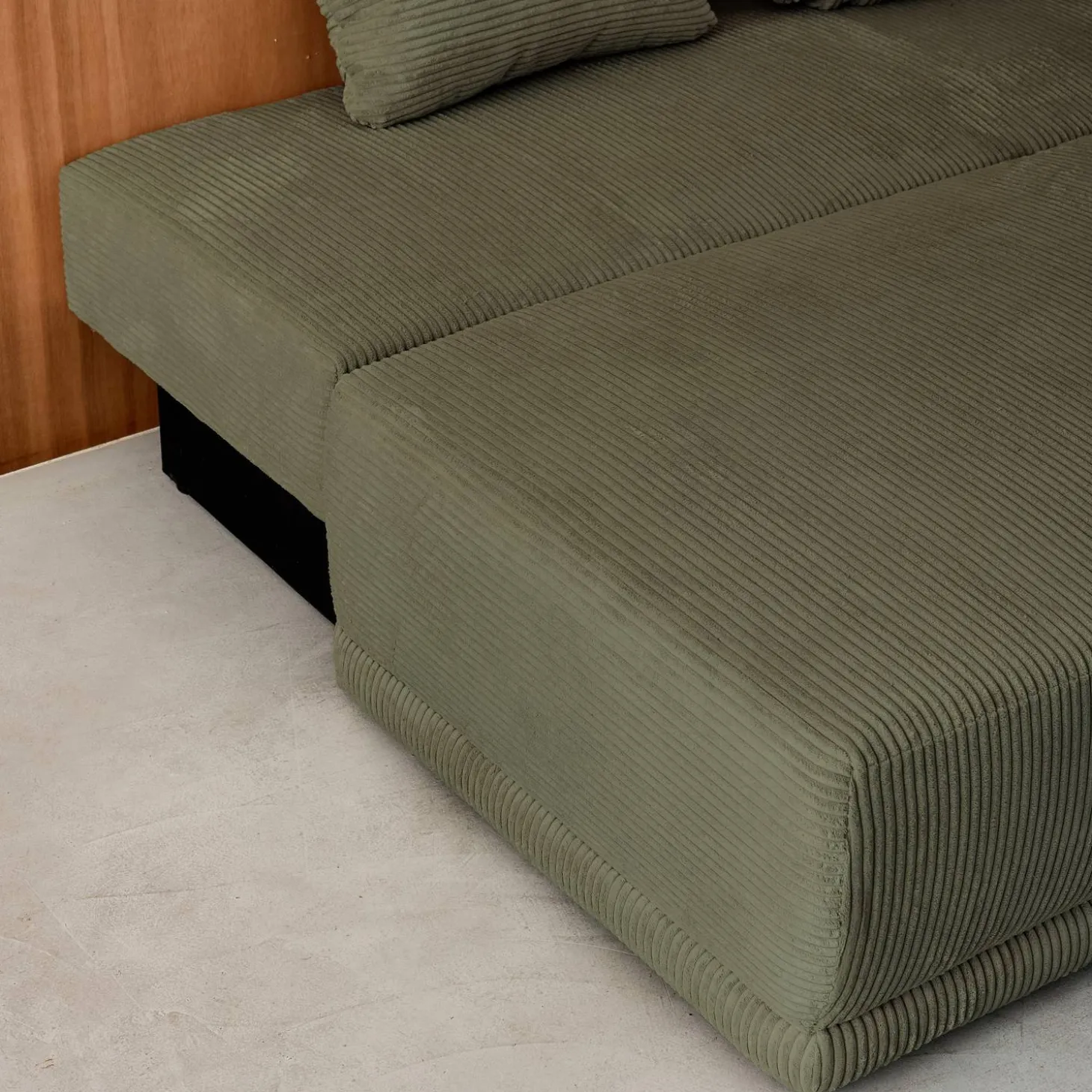 Sofá-cama em veludo canelado, 3 lugares