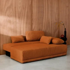 Sofá-cama em veludo canelado, 3 lugares