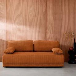 Sofá-cama em veludo canelado, 3 lugares