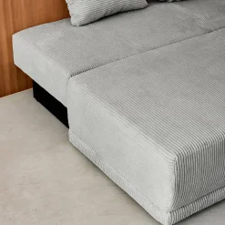 Sofá-cama em veludo canelado, 3 lugares