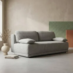 Sofá-cama em veludo canelado, 3 lugares