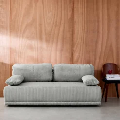 Sofá-cama em veludo canelado, 3 lugares