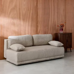 Sofá-cama em veludo canelado, 3 lugares
