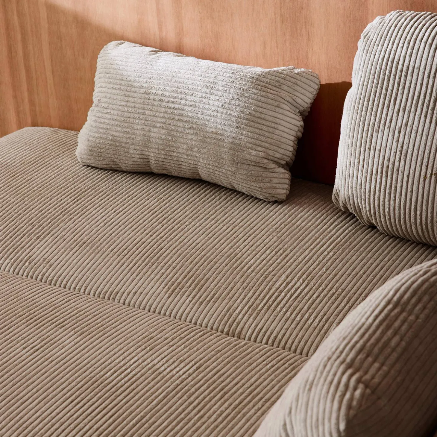 Sofá-cama em veludo canelado, 3 lugares