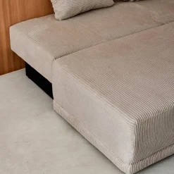 Sofá-cama em veludo canelado, 3 lugares