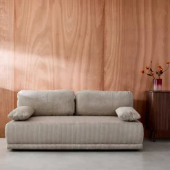 Sofá-cama em veludo canelado, 3 lugares