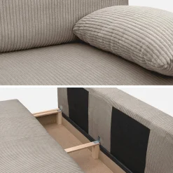 Sofá-cama em veludo canelado, 3 lugares