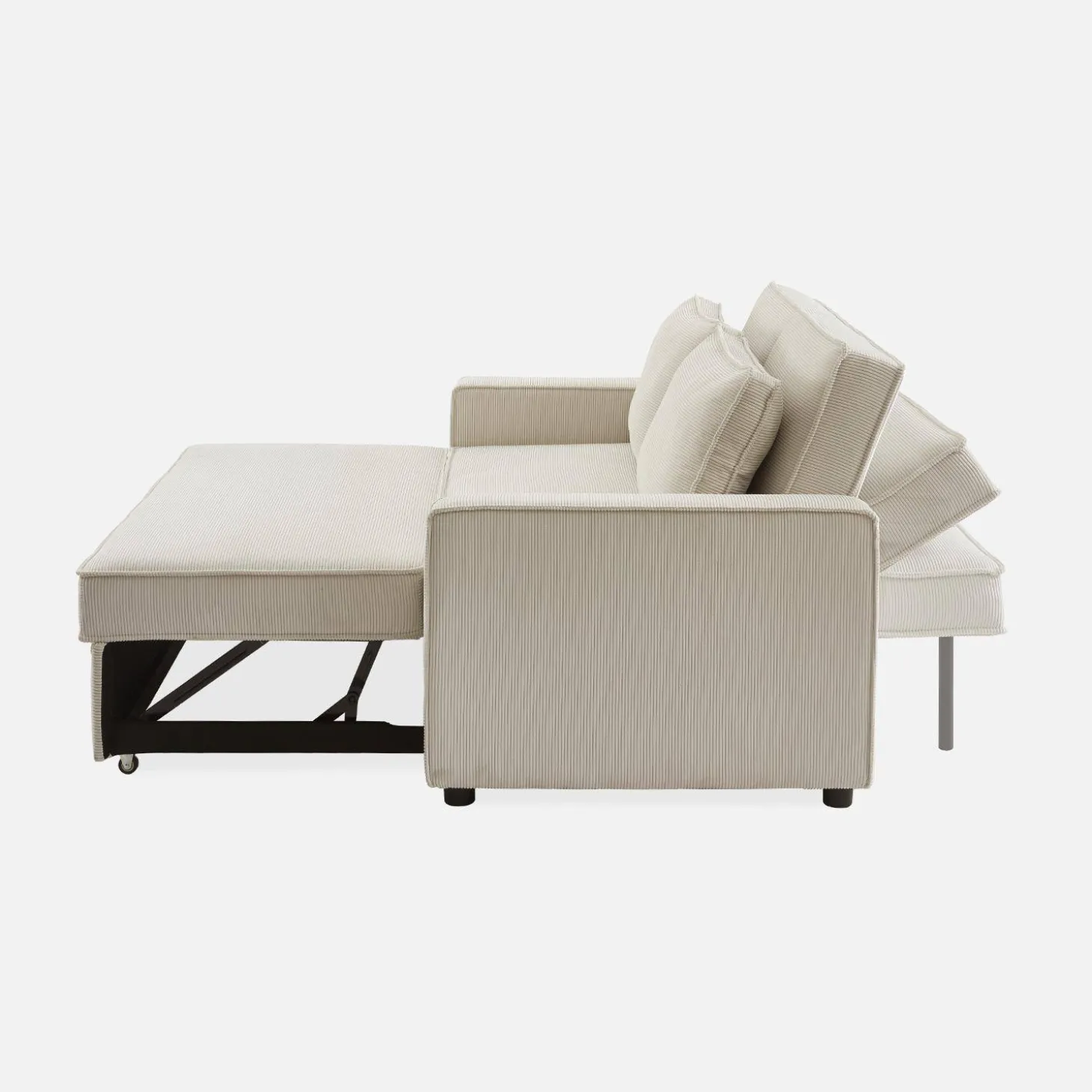 Sofá-cama em veludo canelado, 2 lugares
