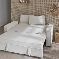 Sofá-cama em veludo canelado, 2 lugares
