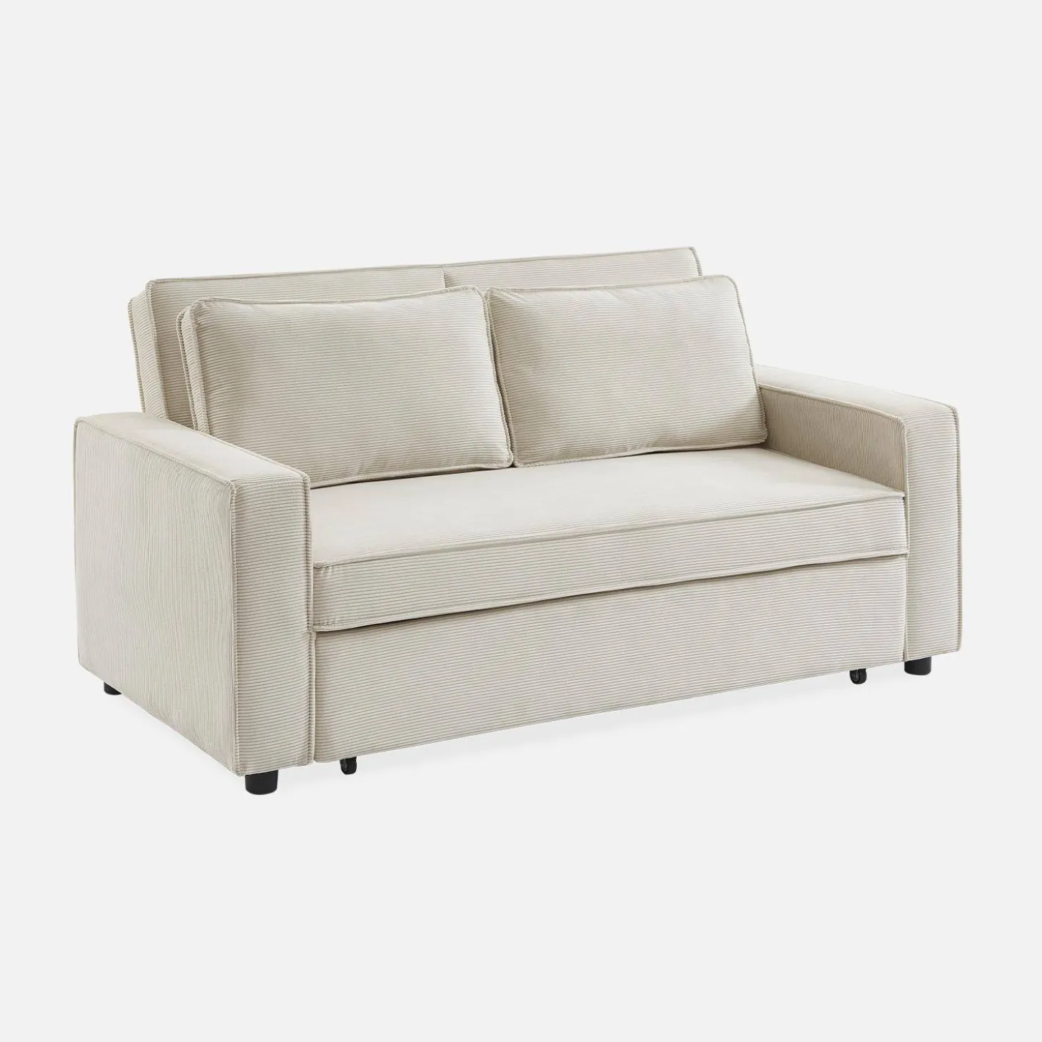 Sofá-cama em veludo canelado, 2 lugares
