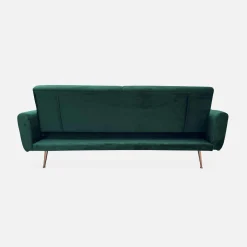 Sofá-cama em veludo com pés em metal, 2 a 3 lugares