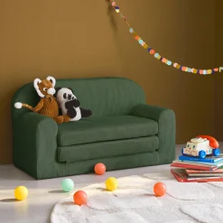Sofá cama infantil em veludo cotelê desdobrável