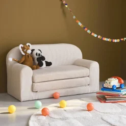 Sofá cama infantil em veludo cotelê desdobrável