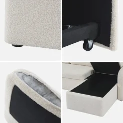 Sofá-cama reversível em tecido bouclé, 3 lugares