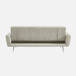 Sofá-cama reversível em veludo canelado com pés em metal, 2-3 lugares