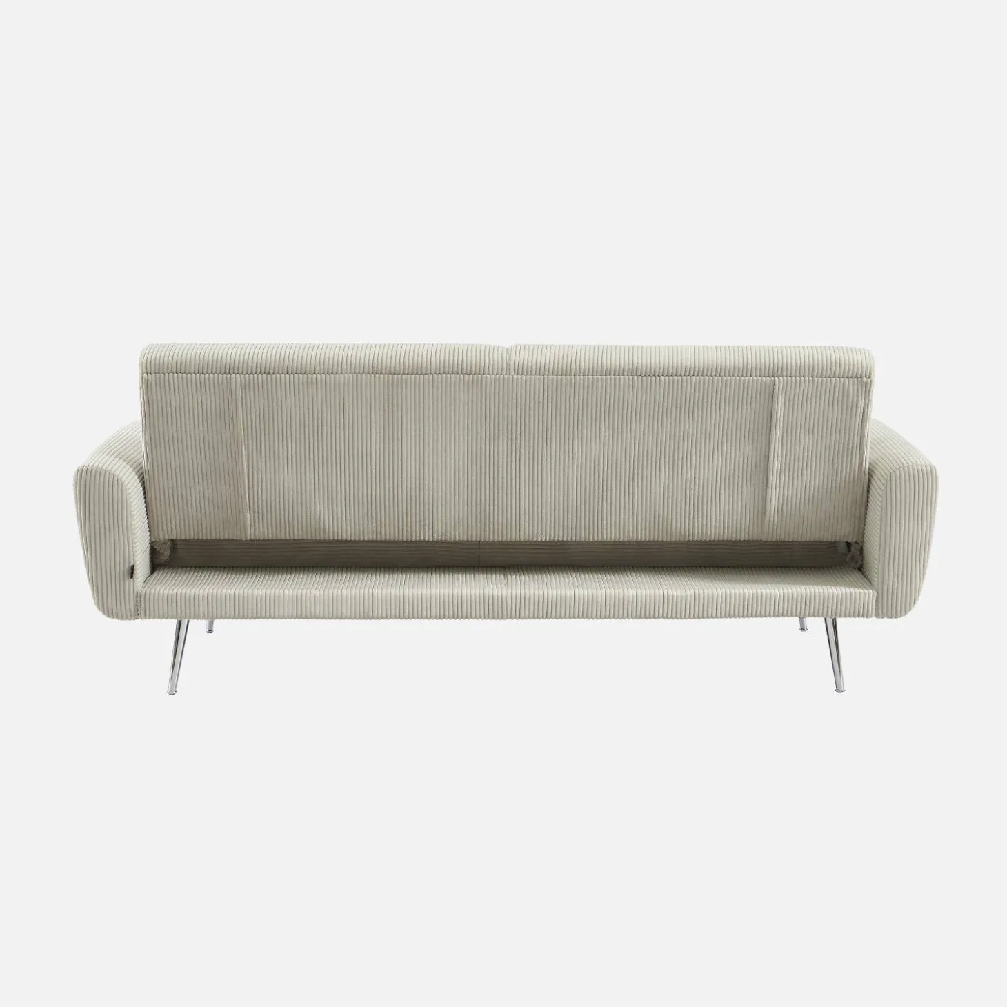 Sofá-cama reversível em veludo canelado com pés em metal, 2-3 lugares