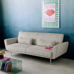 Sofá-cama reversível em veludo canelado com pés em metal, 2-3 lugares