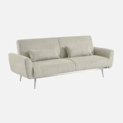 Sofá-cama reversível em veludo canelado com pés em metal, 2-3 lugares
