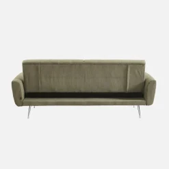 Sofá-cama reversível em veludo canelado com pés em metal, 2-3 lugares