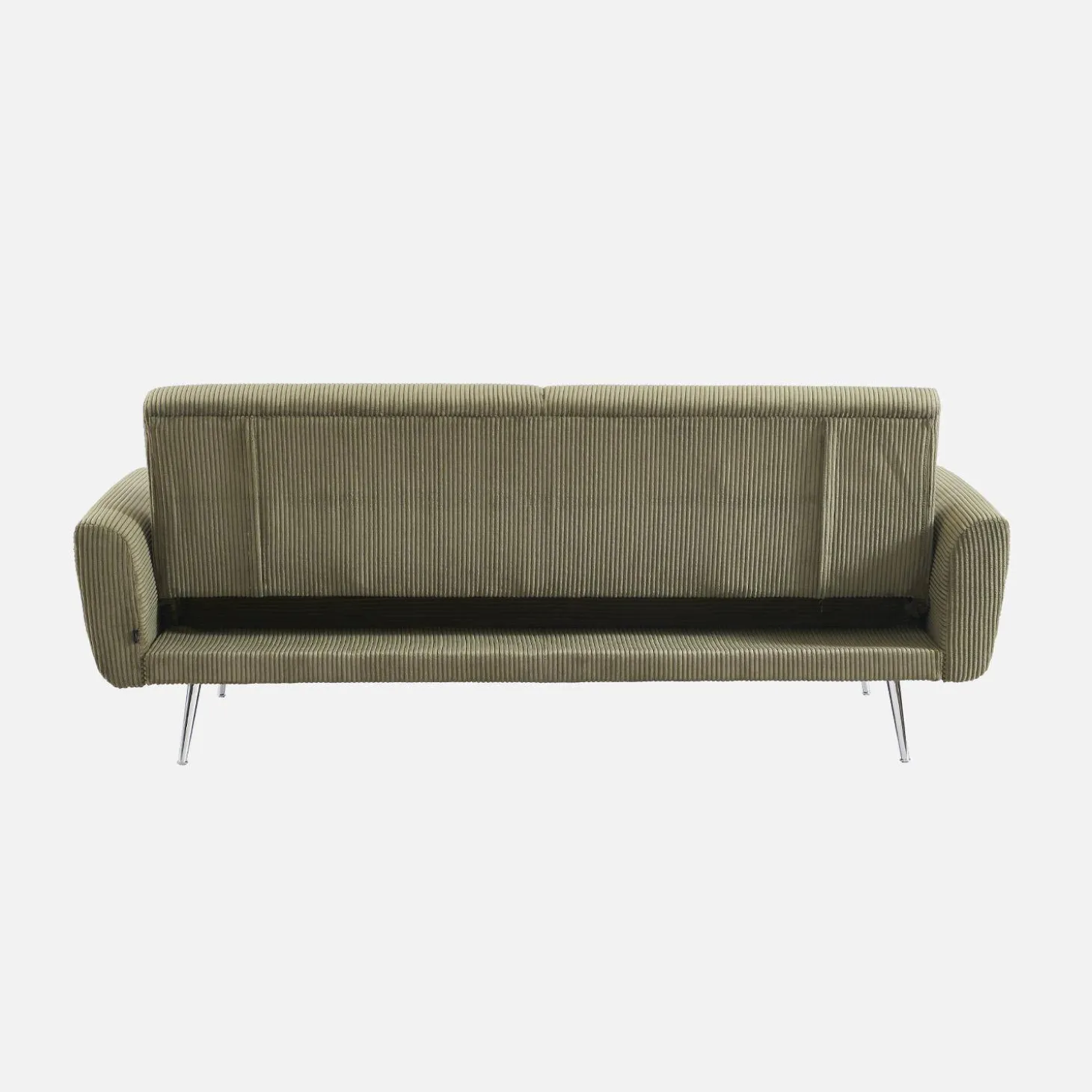 Sofá-cama reversível em veludo canelado com pés em metal, 2-3 lugares