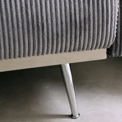Sofá-cama reversível em veludo canelado com pés em metal, 2-3 lugares