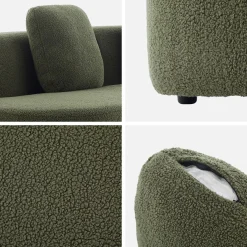 Sofá com linhas curvas em tecido bouclé, 3 lugares