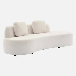 Sofá com linhas curvas em tecido bouclé, 3 lugares