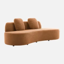 Sofá com linhas curvas em tecido bouclé, 3 lugares