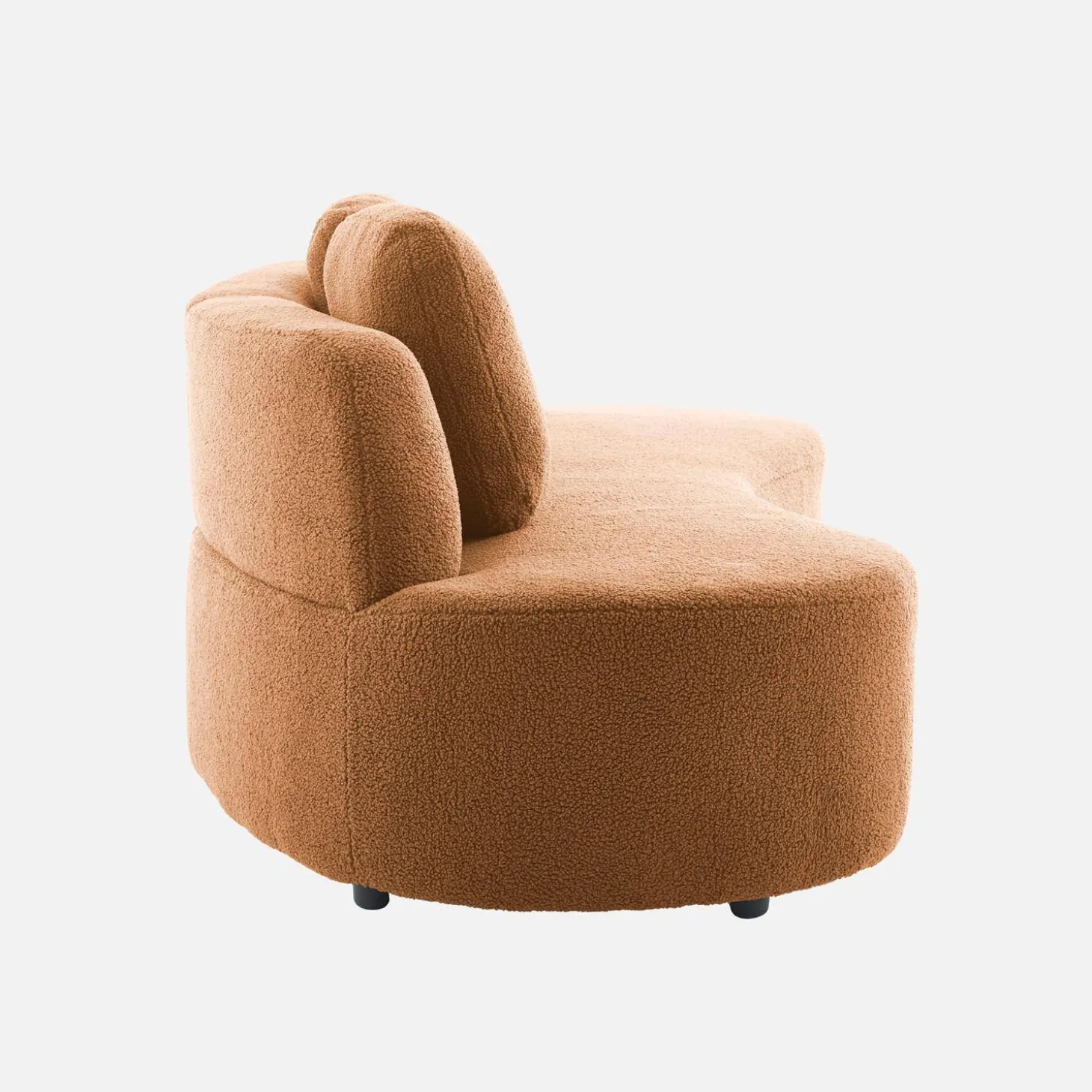 Sofá com linhas curvas em tecido bouclé, 3 lugares