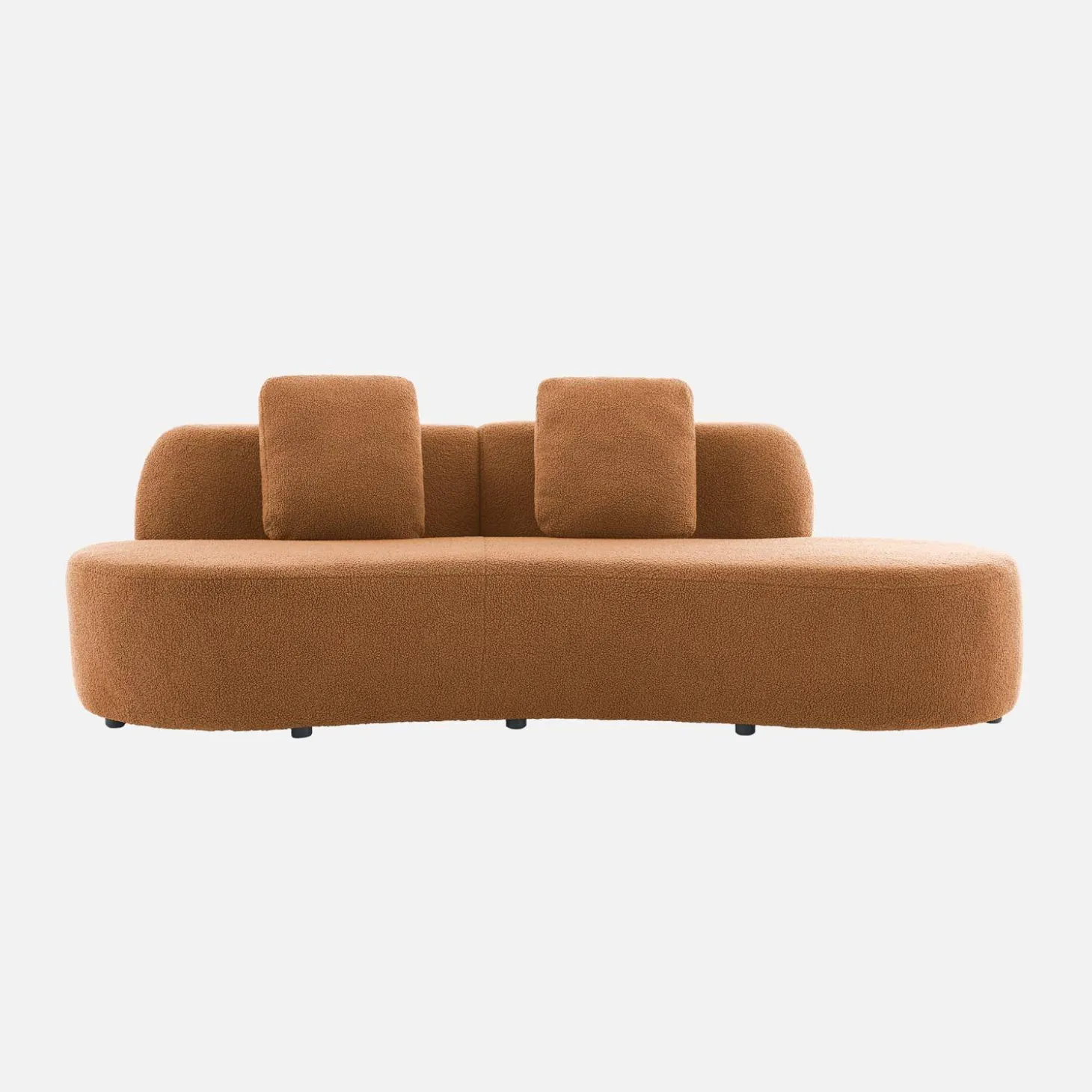 Sofá com linhas curvas em tecido bouclé, 3 lugares