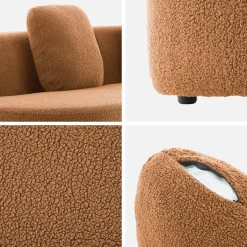 Sofá com linhas curvas em tecido bouclé, 3 lugares