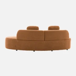 Sofá com linhas curvas em tecido bouclé, 3 lugares