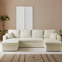 Sofá conversível em tecido bouclé, 4 lugares