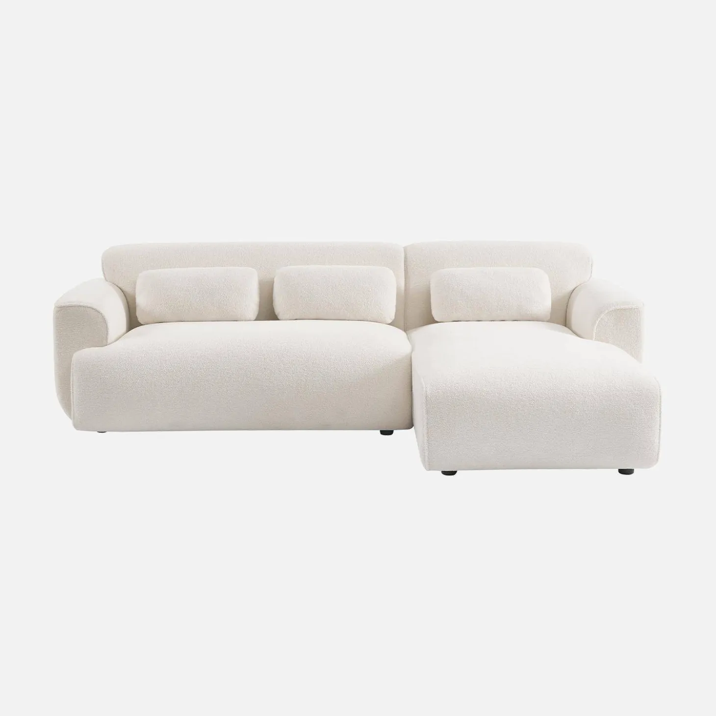 Sofá de canto em tecido bouclé, 3 lugares