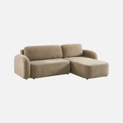 Sofá de canto reversível com chaise longue, cama e baú, 3 lugares