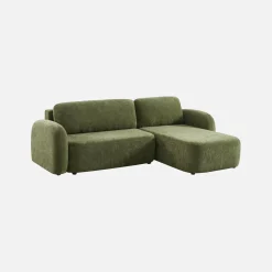 Sofá de canto reversível com chaise longue, cama e baú, 3 lugares
