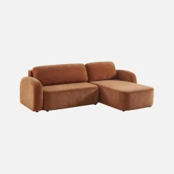 Sofá de canto reversível com chaise longue, cama e baú, 3 lugares