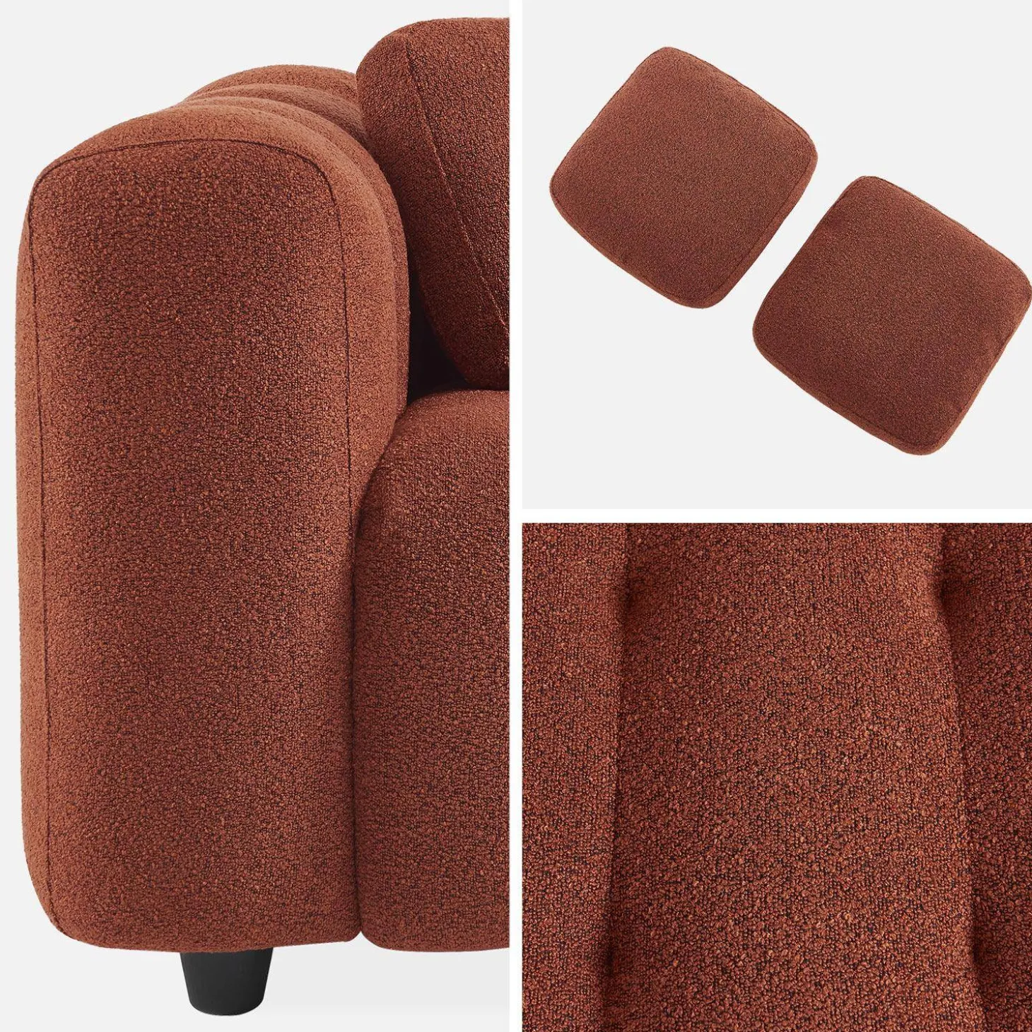 Sofá em tecido bouclé, 3 lugares