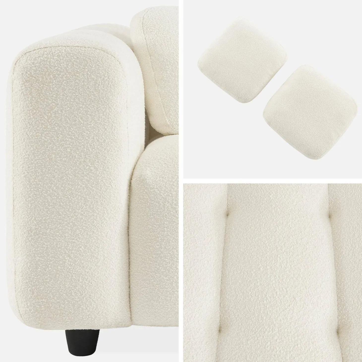 Sofá em tecido bouclé, 3 lugares