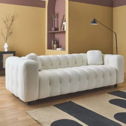 Sofá em tecido bouclé, 3 lugares